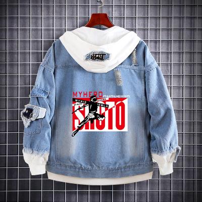 China High Quality Custom Cotton QUICK DRY LOGO Ripped Design Vintage Denim Plus Size Coat Embroidered Loose Label Jacket For Men And Women for sale