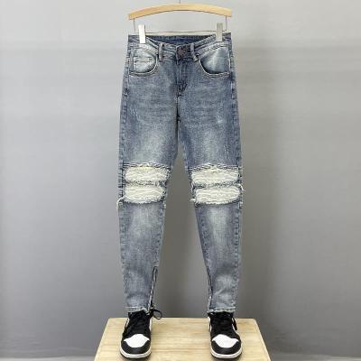 China LOGO Customized Style Cotton Waterproof Jeans Mens New Summer Denim Ripped Casual Cut UP Half Jeans Short Pants For Men for sale