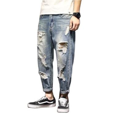 China New Style Customized LOGO Customized LOGO Waterproof Summer Men's Jeans Ripped Casual Long Pants Cotton Fit Jeans For Men for sale