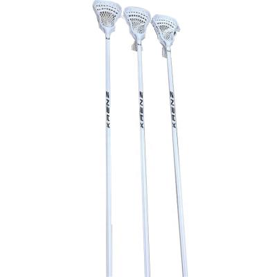 China Best Full Lacrosse Defense Nylon Sticks With Stringed Head And White/Black Butt Ends For Men for sale