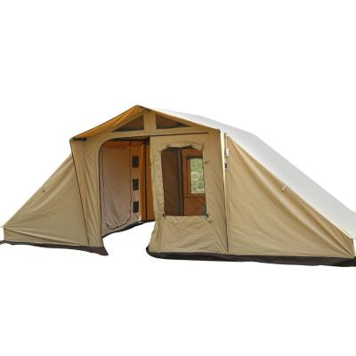 China Straight Tying Type 4 Season Camping Tent Two Bedrooms And A Large Living Room Canvas Tent For 5 Person for sale