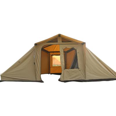 China Straight Tying Type Large Waterproof Camping Tent 4-5 People Four-Season Party Two Bedroom Canvas Tent for sale