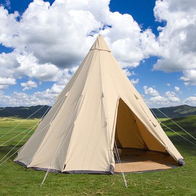 China Straight Tie Type 4m 5m 6m Glamping Bell Tent Cotton Teepee Tent Cotton Canvas Teepee Tent For Sale for sale