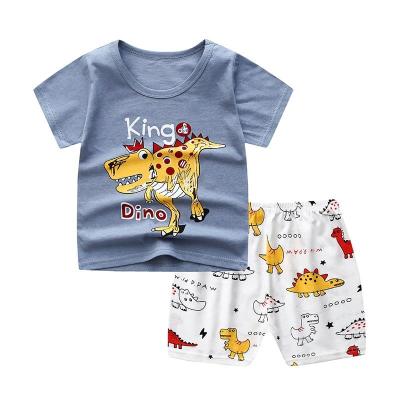 China Chinese style wholesale cotton cartoon homewear simple children's clothing kids jogging suit summer kids pajamas short sleeve suit for sale