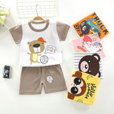 China Chinese Style Summer Cartoon Children Pajamas Print Baby Boy Sleepwear Sets Short Sleeve Nightgowns Girls Children Clothes for sale