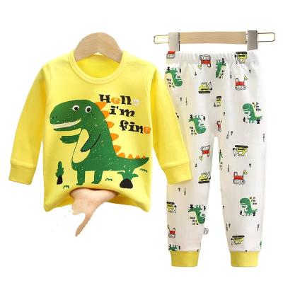 China Anti-static 100% cotton home clothes autumn kids clothes sets for kids with cartoon printing and dyeing for boys and girls for sale