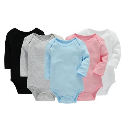 China Wholesale cute newborn 100% cotton baby clothes soft knit boutique boys and girls baby onesie simple romper children for sale