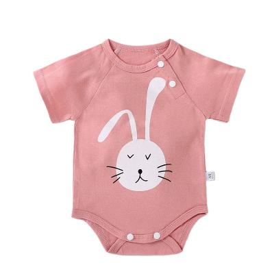 China Wholesale Anti-Static Cartoon Cute Newborn Baby Clothes Summer Style Shorts Sleeves Organic Cotton Baby Rompe for sale