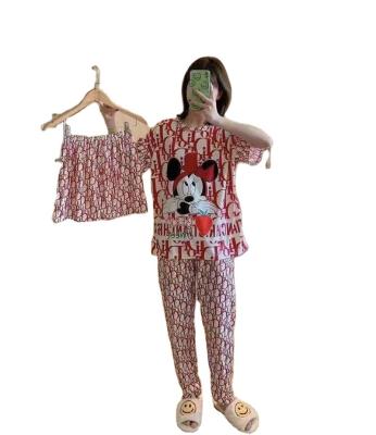 China Wholesale women printed long sleeve pajamas pajamas large size ladies milk silk polyester QUICK DRY pajamas for sale