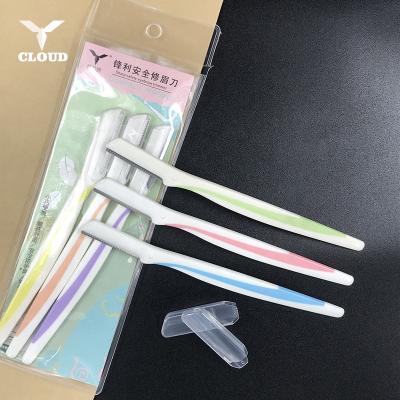 China Stainless Steel Eyebrow Razor Disposable Eyebrow Trimmer Set Pink Eyebrow Razor OEM Hot New for sale