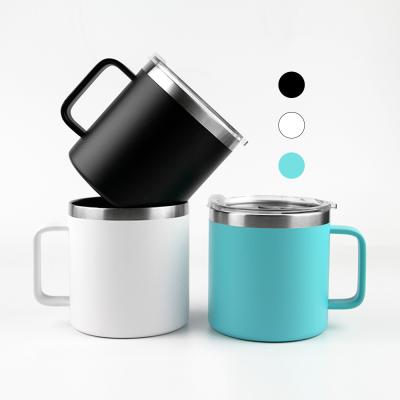 China Sustainable Double Wall Vacuum Insulated Stainless Steel Coffee Mug Custom Logo With Handle BPA Free Lid Coffee Cups for sale