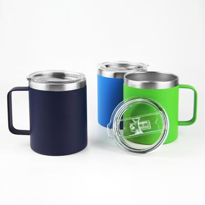 China Sustainable Double Wall Stainless Steel Custom Coffee Mug With Tumbler Handle BPA Free Lid Vacuum Insulated Travel Mug for sale