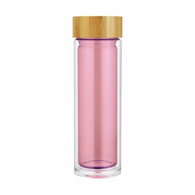 China Portable Glass Water Bottle Viable Insulated Colored Glass Inside Double Wall Glass Water Bottle for sale