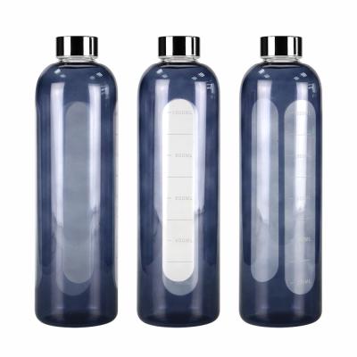 China Custom Color Sustainable Eco Friendly Frosted High Borosilicate Glass Sports Water Bottle Glass Water Drinking Cups With Window for sale