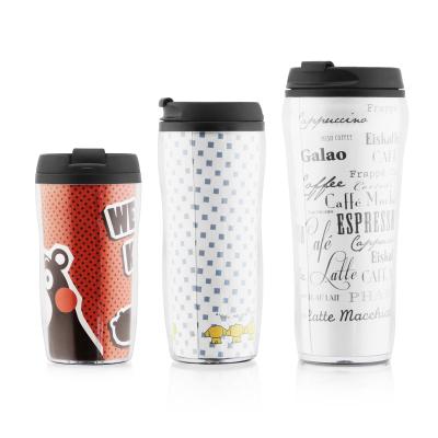 China Sustainable Paper Inside Plastic Travel Mug BPA Free Plastic Cup Custom Logo for sale