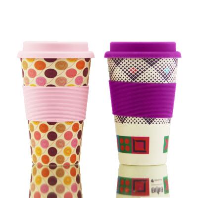 China Wholesale Price BPA Free Sustainable Portable Bamboo Fiber Travel Coffee Mugs Custom Logo Cups With Silicone Lid for sale