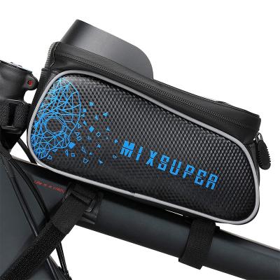 China Top Waterproof Bike Tube Bag Bike Phone Front Frame Top Frame Bag Compatible With Phone Below 6.7in Multi-Function Bike Bag for sale