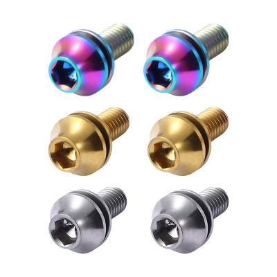 China Durable Titanium Bike Screw M5 X 12mm With Washers Bike Water Bottle Cage Hex Bolts Titanium Alloy Durable Colored About CN 1.9g; GUA for sale