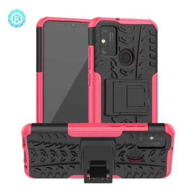 China Anti-fall 2 in 1 Tire Texture Armor Kickstand Hybrid Case For Huawei Honor Game 9A Mobile Phone Cover Shockproof Hard PC Cover for sale