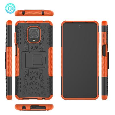 China Wholesale Anti-drop TPU 2 PC 2 In 1 Tire Texture Armor Kickstand Hybrid Case Note 9 Max Cover Case For Xiaomi Redmi Pro for sale