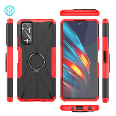 China Anti-drop cell phone bags for Tecno Pova 2 anti-drop new design with ring kickstand TPU PC material phone cover for sale