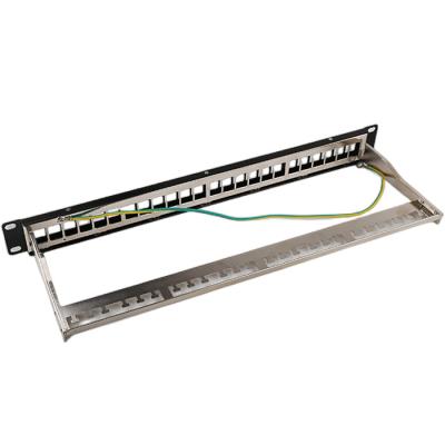 China 1U 24 Port STP Patch Panel RJ45 Rack Mount Cat6 Patch Panel Blank for sale