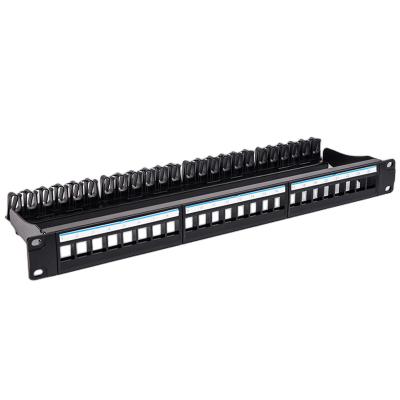 China Black UTP 1U Keystone Patch Panel 24 Port CAT6 Blank RJ45 Jacks for sale