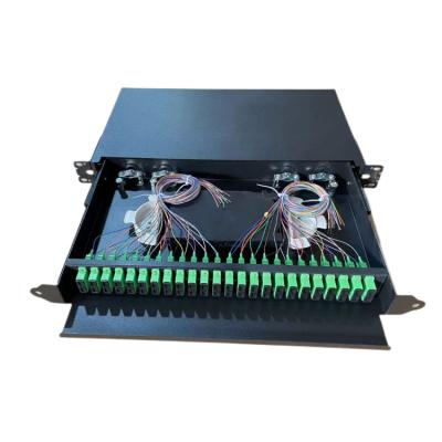 China 19 Inch Black Rack Mount Optical Drawers Fiber Optic Patch Panel For Network Cabling for sale