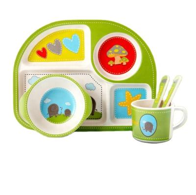 China Children's Cute Cartoon Christmas Gift Bamboo Fiber Baby Tableware Sets Children Tableware Sets Children Feeding Dishes for sale