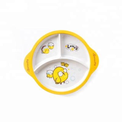 China Wholesale Bamboo Fiber Stocked Round Shape Kids Divided Feeding Dish D7021 for sale