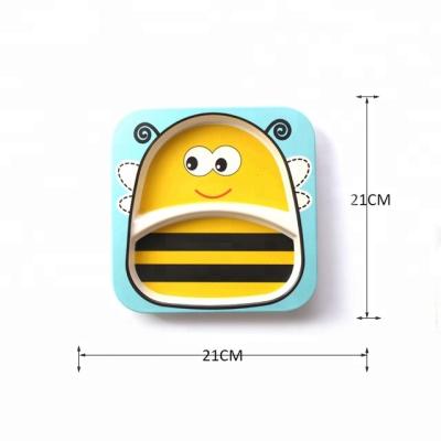 China Stocked Custom Design Bamboo Fiber Kids Tableware Toddlers Divided Dish Tray D7006 for sale