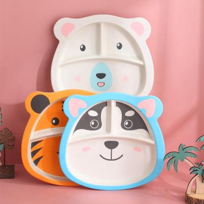 China Children's New Design Bamboo Fiber Baby Dinner Dish Children Divided Feeding Plate 3305 for sale