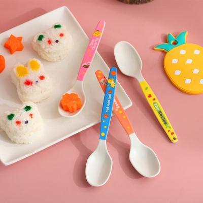 China Sustainable Hot Selling Bamboo Fiber Baby Cartoon Pattern Children Soup Spoon 3319 for sale