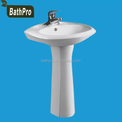 China Other Bathpro Chinese White Ceramic White Wash Basin Pedestal Bathroom Two Piece Sink for sale