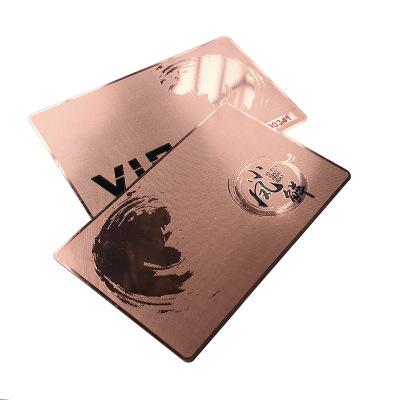 China Europe personal high-grade metal business card with hollow-out fine custom LOGO silk lace antique copper printing membership cards for sale