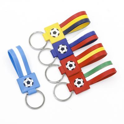 China Wholesale Promotional PVC Flag Soft PVC Keychains Soccer In 2D for sale