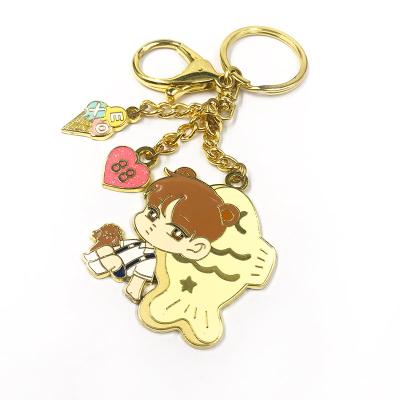 China Decoration Promotional Cute Hard Enamel Craft Metal Gold Letter Alloy Key Chain And Key Chain for sale