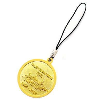 China Europe Fashion Custom Gold Plated Christmas Shape Fake Up Circular Cell Phone Lanyard Circle Key Ring Chain for sale