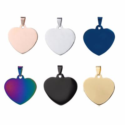 China Hot Sale Fashion Stainless Steel Laser Print Heart Chain Pendant Necklace for sale