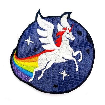 China Handmade custom for college cloth sticker brand rainbow patch logo embroidered iron horse uniform for sale