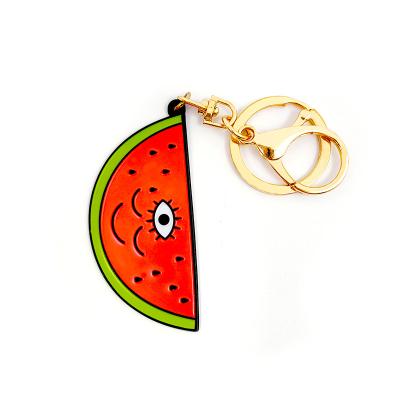 China Metal fashion custom watermelon fruit chirldren cute key chain,customized double sided key chains for sale