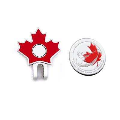 China Promotional Gifts Canadian Flag Golf Ball Marker and Magnetic Cap Clip, Red Green White Maple Leaf Ball Marker for sale