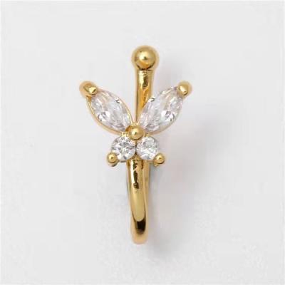 China Sexy copper hop star face face and 2022 new sexy hip heart clip on non piercing nose ring for sale