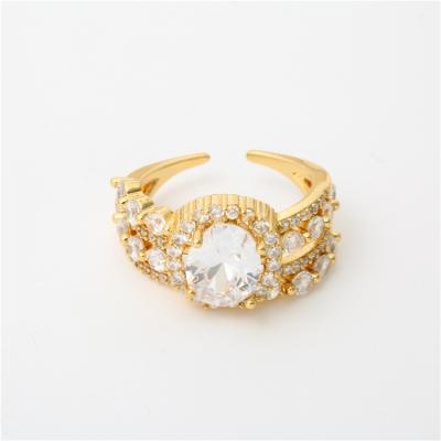 China Hip Pop Good Quality Hip Hop 18k Gold Plated Brass Ring With Cubic Zircon Ring for sale