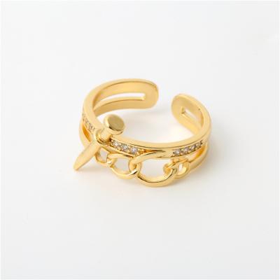 China New Cool Gold Plated 2022 Nail Ring Fashion Hip Hop Style Men And Women's Open Ring for sale