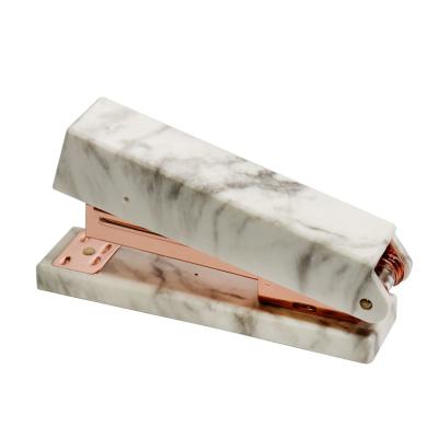 China Office Supplies Gift Desk Accessories Hot Standard Marble Rose Gold Convenient Stapler for sale