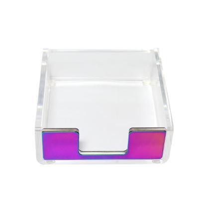 China Colorful Notepad Simple Paper Sticky Holder Stationery Table Desk Acrylic Card Holder for sale