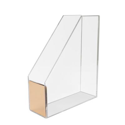 China Office Single Folder Letter Cardboard A4 Organizer Document Transparent Gold Color Acrylic Tray Holder Folder for sale