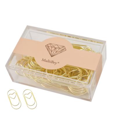 China Reasonable Customized Heart Shapes Stainless Steel Gold Filled Paper Clip 40mm for sale