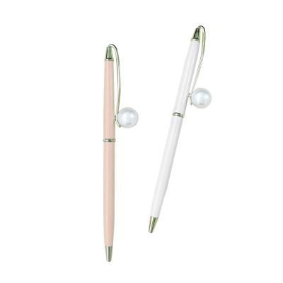 China office & School Pen Office Supplies Creative Stationery Metal Pearl 0.7mm Ballpoint Pen For Girls for sale